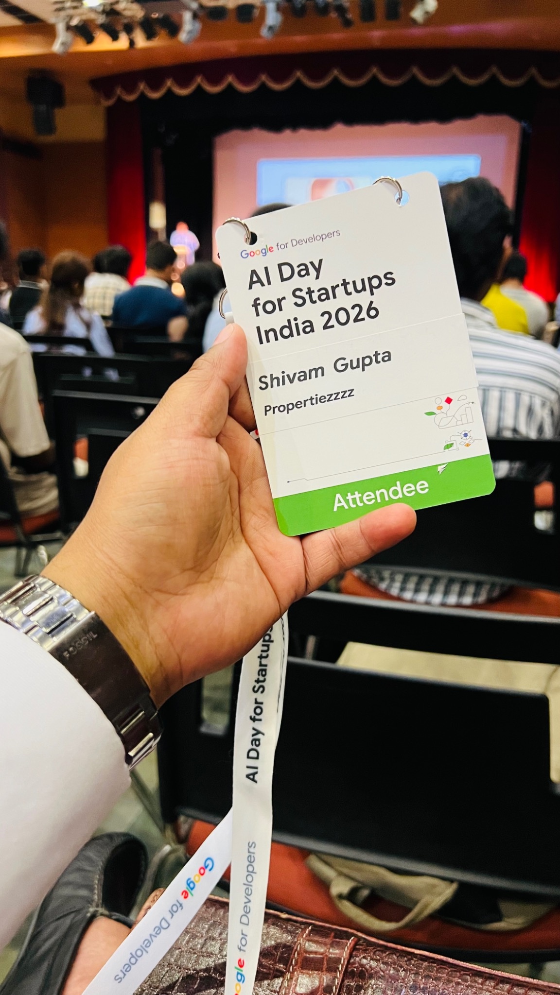 Shivam Gupta from Propertiezzzz attending AI Day for Startups India 2026 organized by Google for Developers