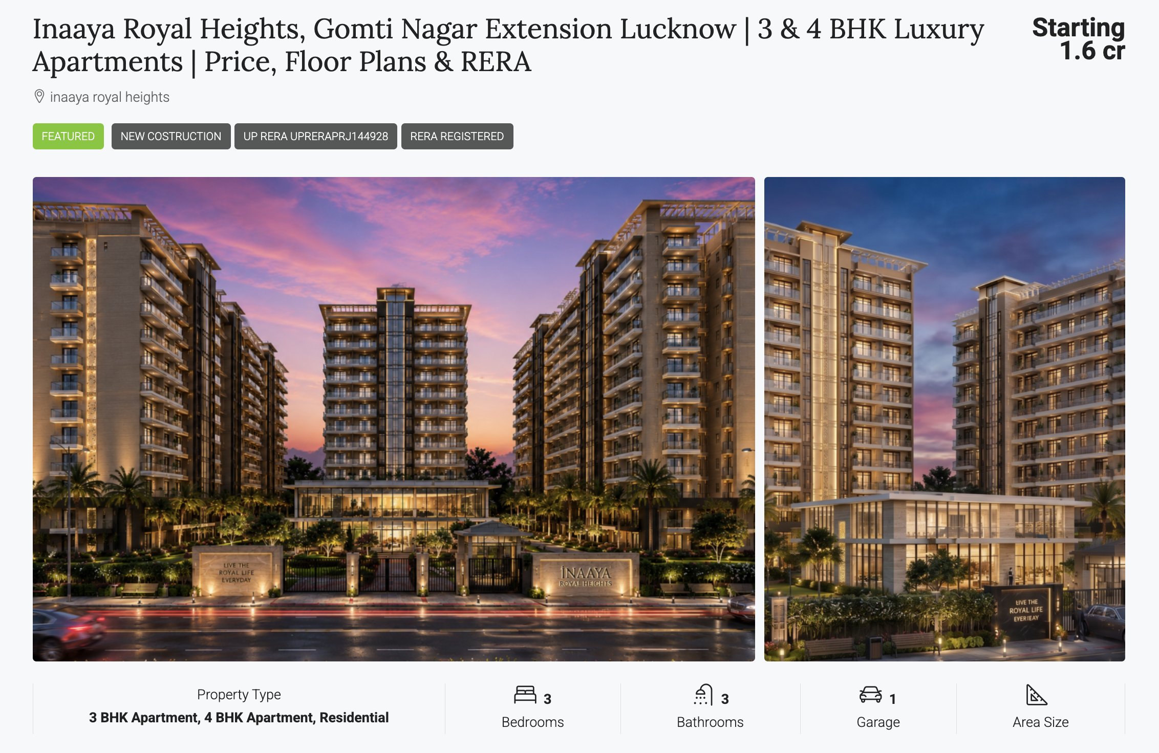Inaaya Royal Heights, Gomti Nagar